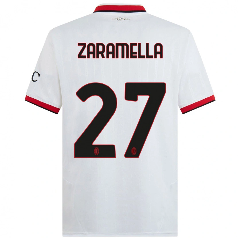Danxen Dame Mattia Zaramella #27 Hvit Svart Rød Bortetrøye Drakt Trøye 2024/25 Skjorter T-Skjorte