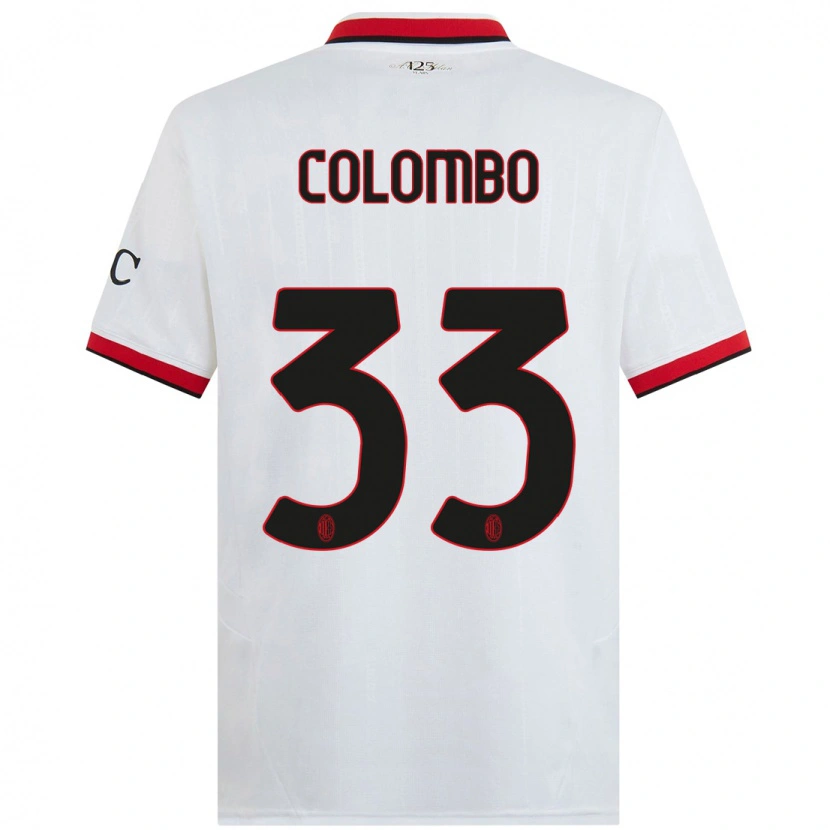 Danxen Dame Federico Colombo #33 Hvit Svart Rød Bortetrøye Drakt Trøye 2024/25 Skjorter T-Skjorte