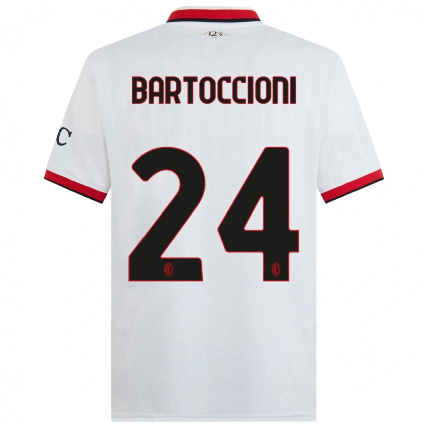 Danxen Dame Andrea Bartoccioni #24 Hvit Svart Rød Bortetrøye Drakt Trøye 2024/25 Skjorter T-Skjorte