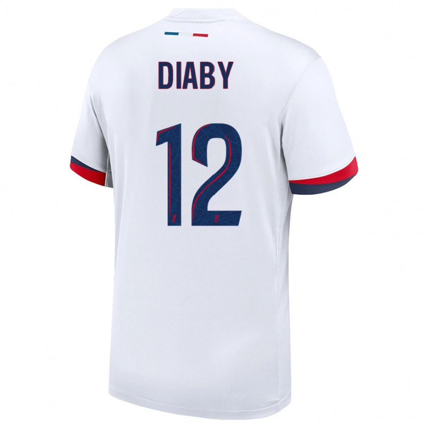 Danxen Dame Ibrahima Diaby #12 Hvit Blå Rød Bortetrøye Drakt Trøye 2024/25 Skjorter T-Skjorte