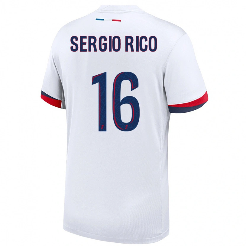 Danxen Dame Sergio Rico #16 Hvit Blå Rød Bortetrøye Drakt Trøye 2024/25 Skjorter T-Skjorte