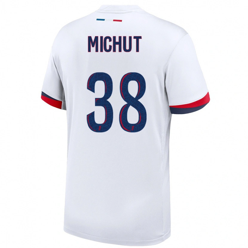 Danxen Dame Edouard Michut #38 Hvit Blå Rød Bortetrøye Drakt Trøye 2024/25 Skjorter T-Skjorte