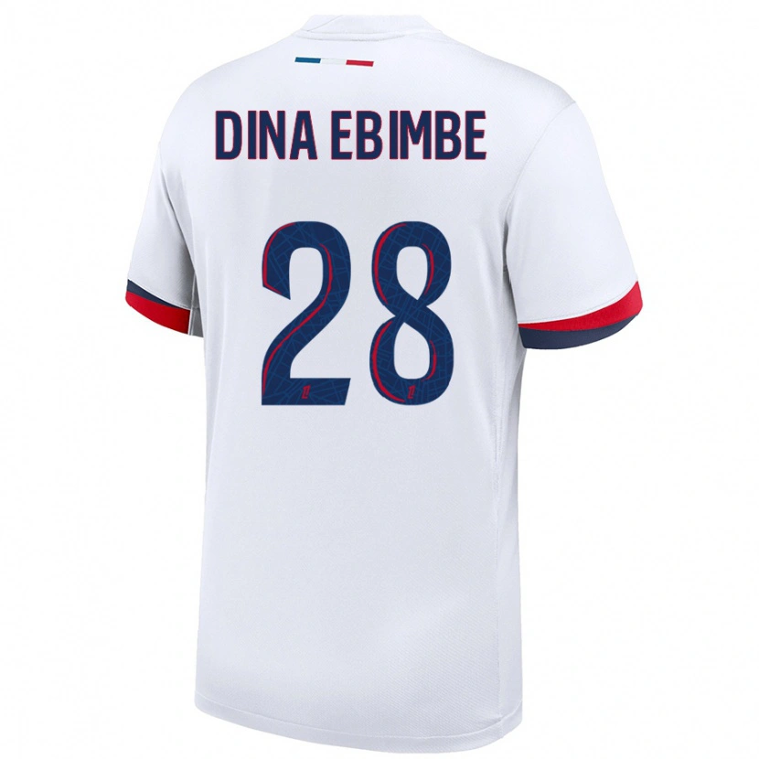 Danxen Dame Eric Junior Dina Ebimbe #28 Hvit Blå Rød Bortetrøye Drakt Trøye 2024/25 Skjorter T-Skjorte
