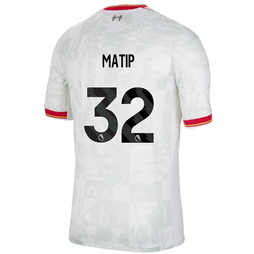 Danxen Dame Joel Matip #32 Hvit Rød Svart Tredje Sett Drakt Trøye 2024/25 Skjorter T-Skjorte