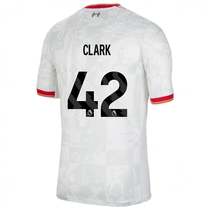 Danxen Dame Bobby Clark #42 Hvit Rød Svart Tredje Sett Drakt Trøye 2024/25 Skjorter T-Skjorte