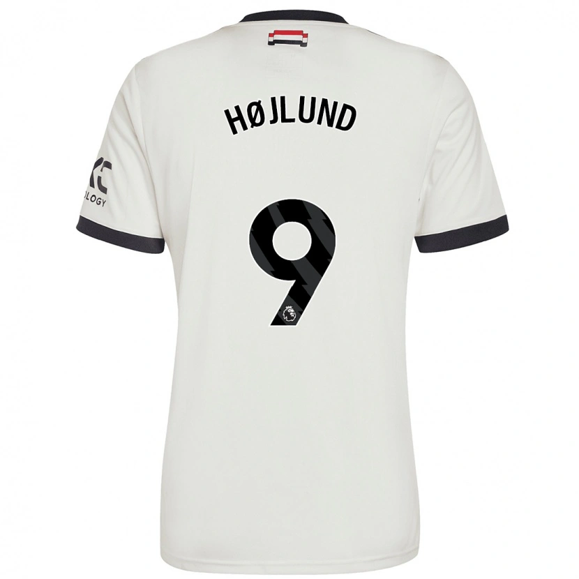 Danxen Dame Rasmus Højlund #9 Off White Tredje Sett Drakt Trøye 2024/25 Skjorter T-Skjorte