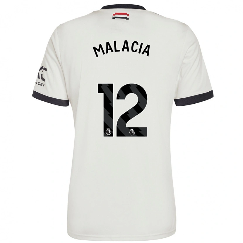 Danxen Dame Tyrell Malacia #12 Off White Tredje Sett Drakt Trøye 2024/25 Skjorter T-Skjorte