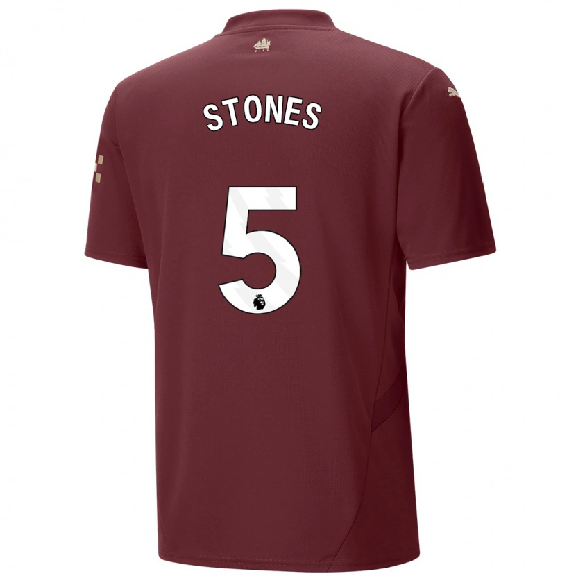 Danxen Dame John Stones #5 Rødbrun Tredje Sett Drakt Trøye 2024/25 Skjorter T-Skjorte