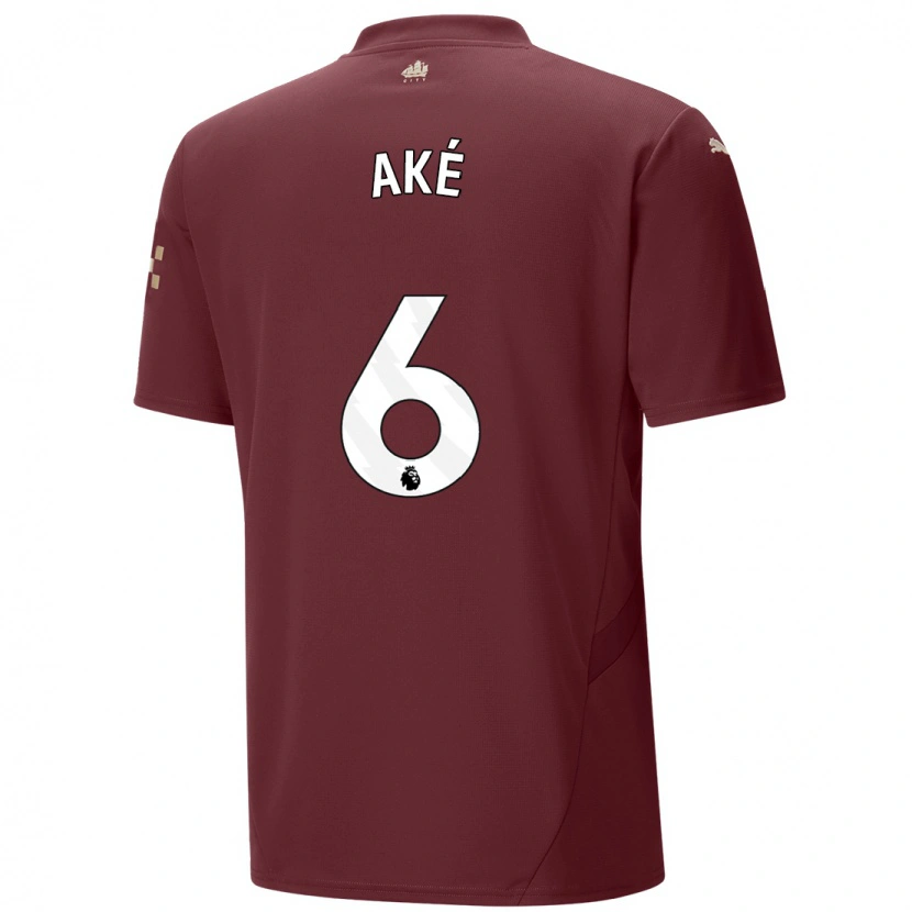 Danxen Dame Nathan Aké #6 Rødbrun Tredje Sett Drakt Trøye 2024/25 Skjorter T-Skjorte