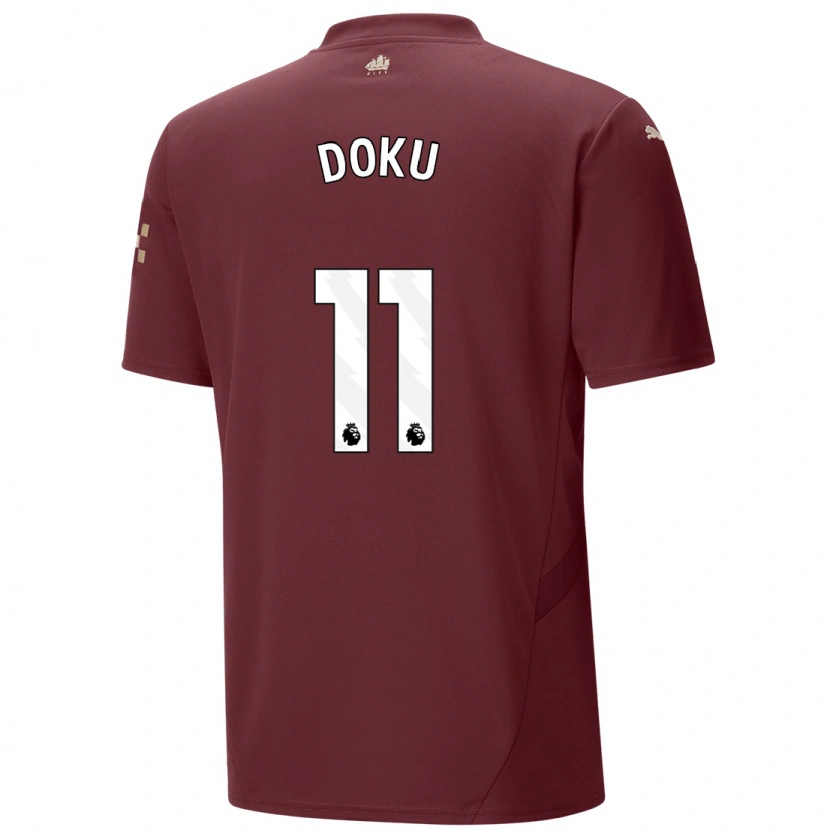 Danxen Dame Jérémy Doku #11 Rødbrun Tredje Sett Drakt Trøye 2024/25 Skjorter T-Skjorte