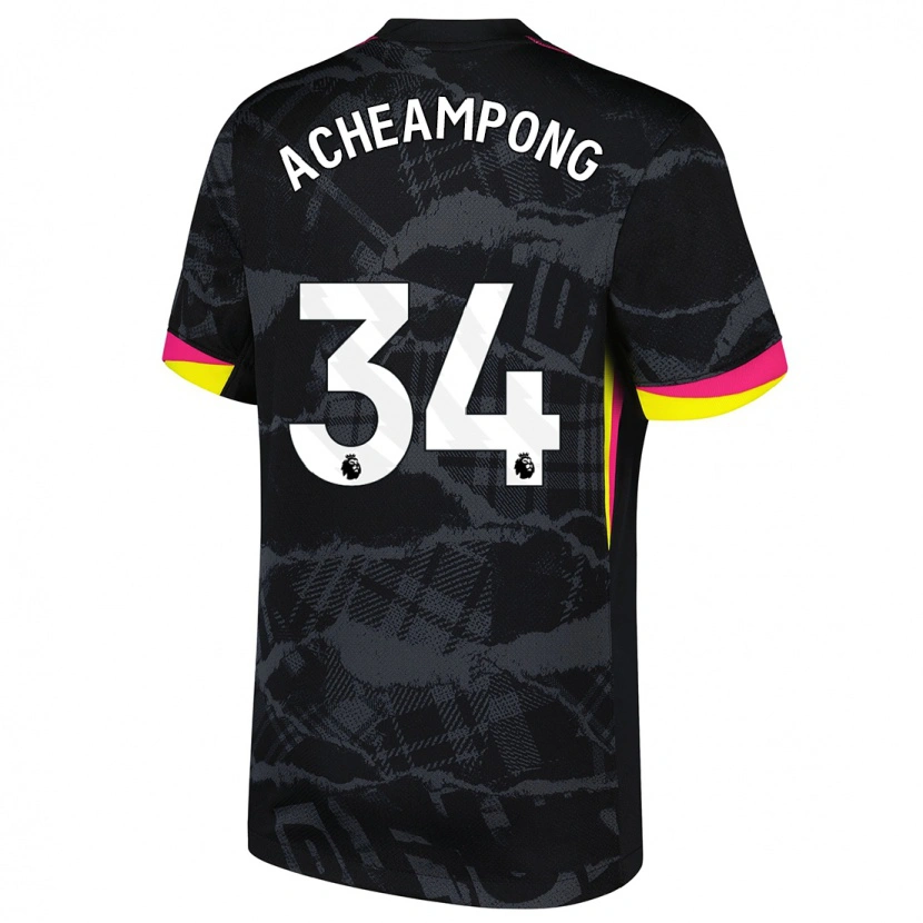 Danxen Dame Josh Acheampong #34 Svart Rosa Tredje Sett Drakt Trøye 2024/25 Skjorter T-Skjorte