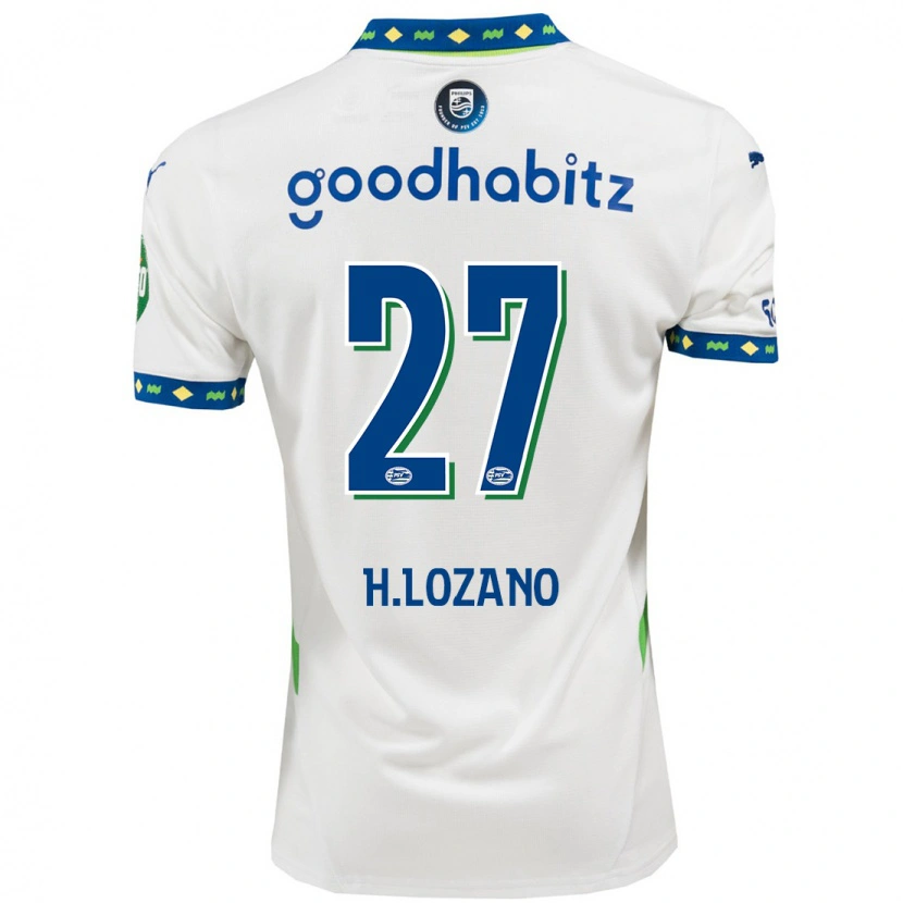 Danxen Dame Hirving Lozano #27 Hvit Mørkeblå Tredje Sett Drakt Trøye 2024/25 Skjorter T-Skjorte