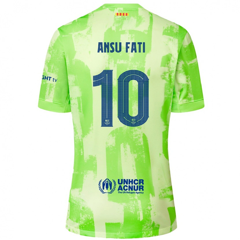 Danxen Dame Ansu Fati #10 Lime Tredje Sett Drakt Trøye 2024/25 Skjorter T-Skjorte