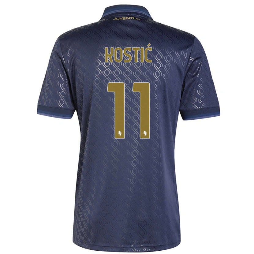 Danxen Dame Filip Kostić #11 Marineblå Tredje Sett Drakt Trøye 2024/25 Skjorter T-Skjorte