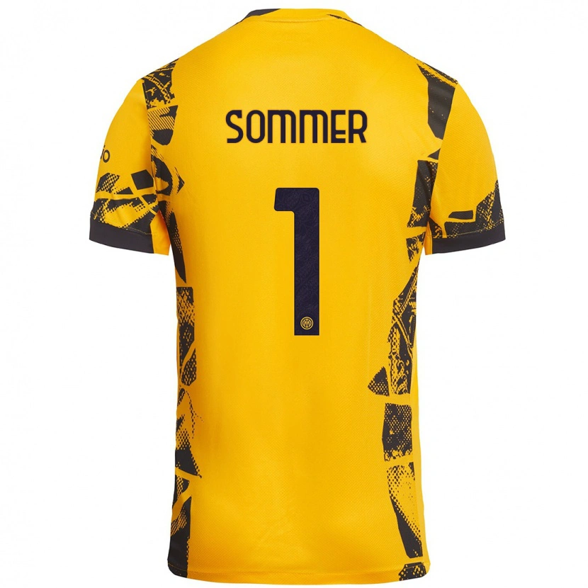 Danxen Dame Yann Sommer #1 Gull Svart Tredje Sett Drakt Trøye 2024/25 Skjorter T-Skjorte