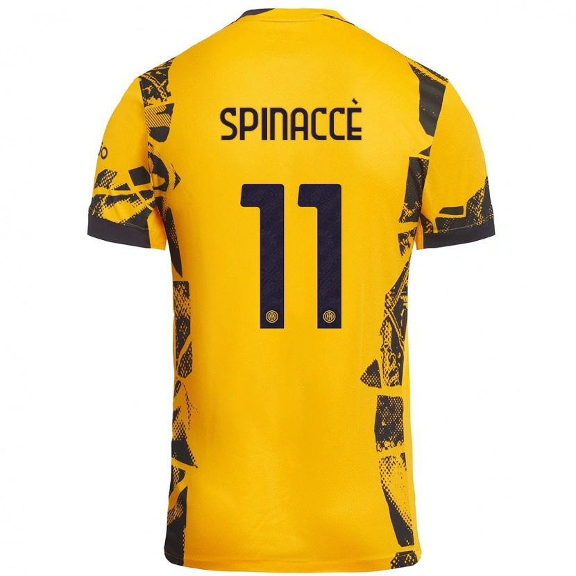 Danxen Dame Matteo Spinaccè #11 Gull Svart Tredje Sett Drakt Trøye 2024/25 Skjorter T-Skjorte