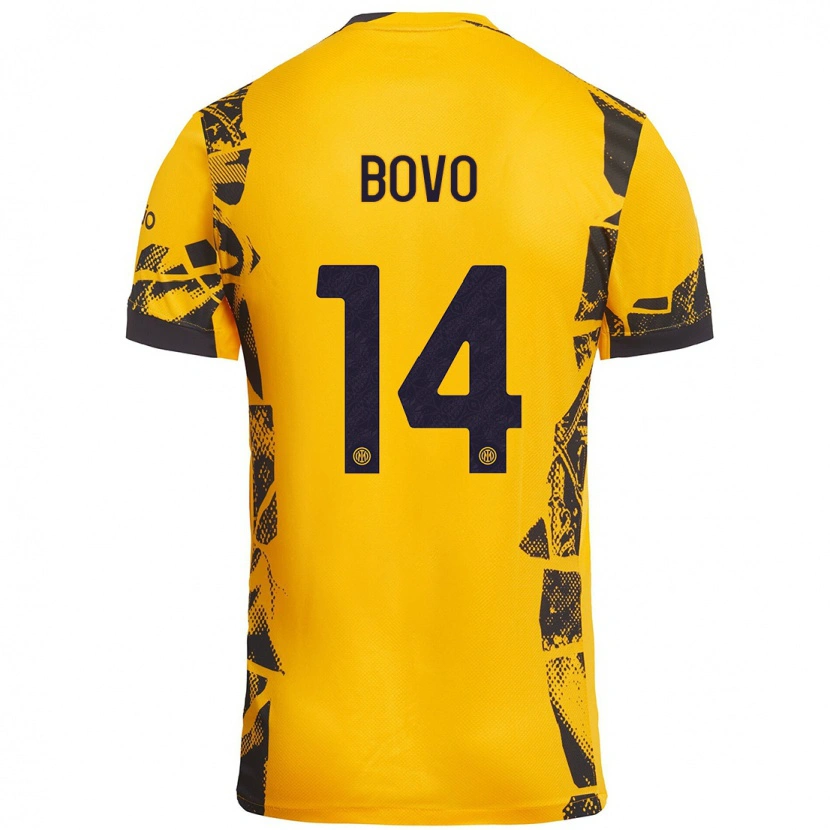 Danxen Dame Leonardo Bovo #14 Gull Svart Tredje Sett Drakt Trøye 2024/25 Skjorter T-Skjorte
