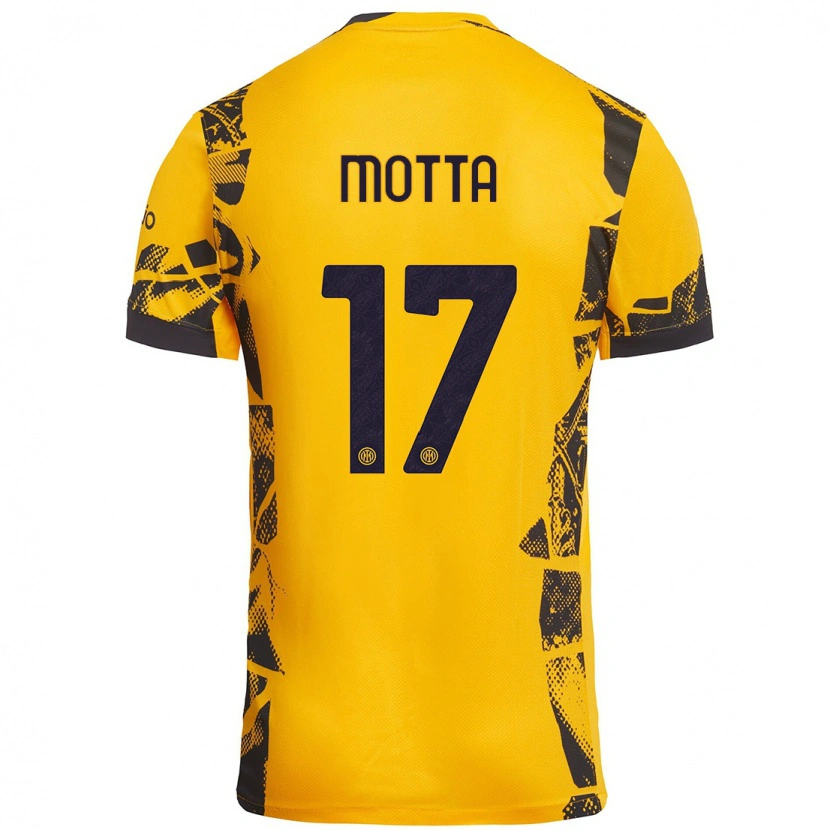 Danxen Dame Matteo Motta #17 Gull Svart Tredje Sett Drakt Trøye 2024/25 Skjorter T-Skjorte