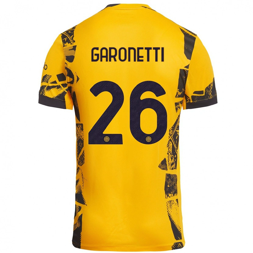 Danxen Dame Gabriele Garonetti #26 Gull Svart Tredje Sett Drakt Trøye 2024/25 Skjorter T-Skjorte