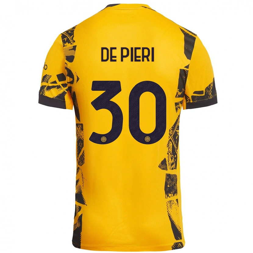 Danxen Dame Giacomo De Pieri #30 Gull Svart Tredje Sett Drakt Trøye 2024/25 Skjorter T-Skjorte