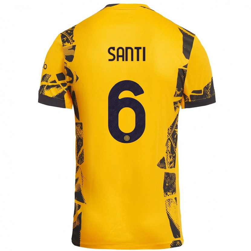 Danxen Dame Irene Santi #6 Gull Svart Tredje Sett Drakt Trøye 2024/25 Skjorter T-Skjorte