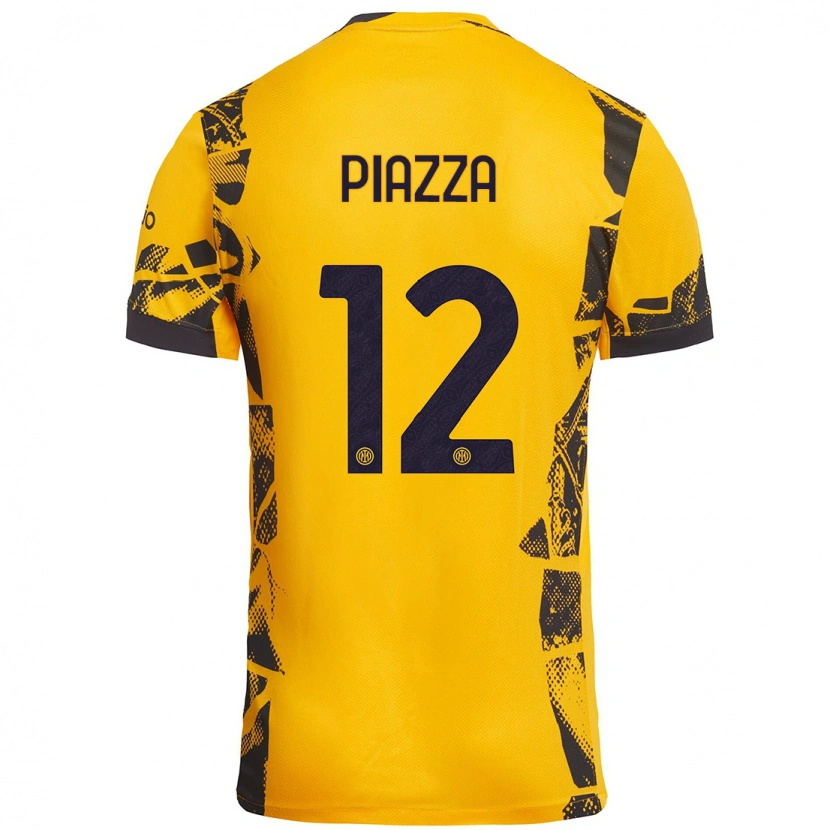 Danxen Dame Alessia Piazza #12 Gull Svart Tredje Sett Drakt Trøye 2024/25 Skjorter T-Skjorte