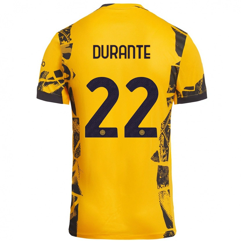 Danxen Dame Francesca Durante #22 Gull Svart Tredje Sett Drakt Trøye 2024/25 Skjorter T-Skjorte
