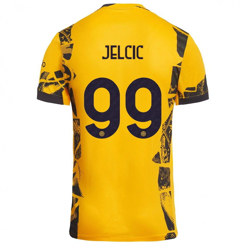 Danxen Dame Maja Jelčić #99 Gull Svart Tredje Sett Drakt Trøye 2024/25 Skjorter T-Skjorte