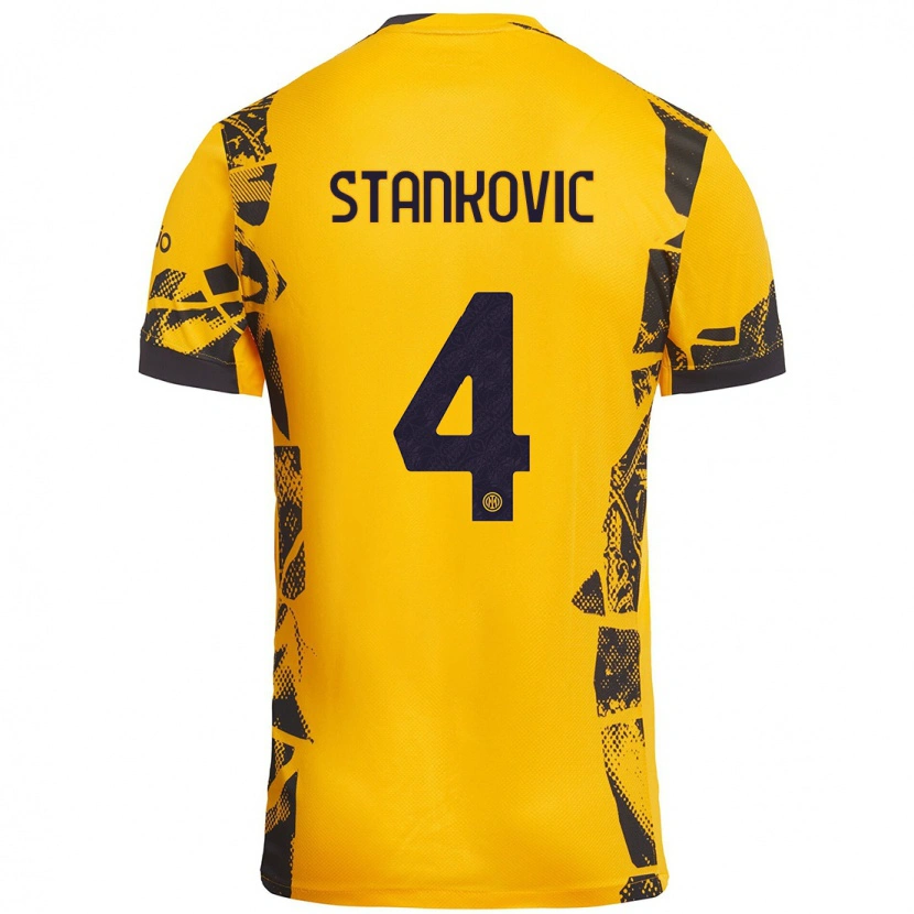 Danxen Dame Aleksandar Stankovic #4 Gull Svart Tredje Sett Drakt Trøye 2024/25 Skjorter T-Skjorte
