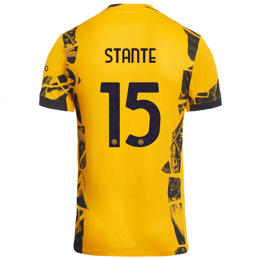 Danxen Dame Francesco Stante #15 Gull Svart Tredje Sett Drakt Trøye 2024/25 Skjorter T-Skjorte