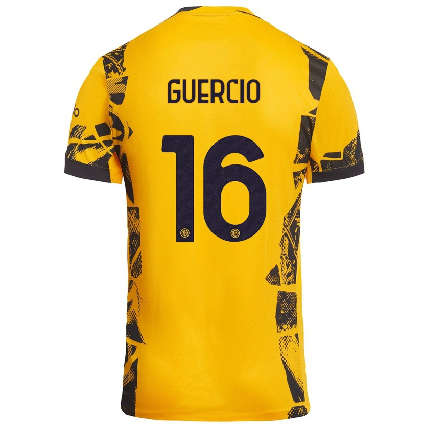 Danxen Dame Tommaso Guercio #16 Gull Svart Tredje Sett Drakt Trøye 2024/25 Skjorter T-Skjorte