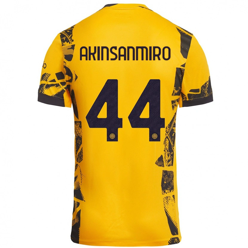 Danxen Dame Ebenezer Akinsanmiro #44 Gull Svart Tredje Sett Drakt Trøye 2024/25 Skjorter T-Skjorte