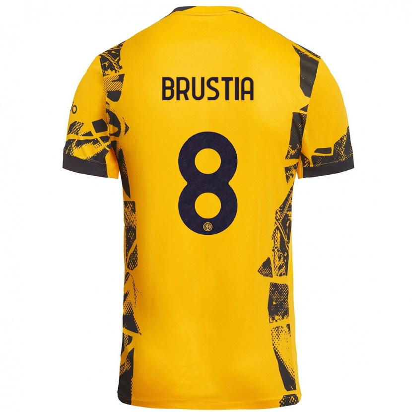 Danxen Dame Martina Brustia #8 Gull Svart Tredje Sett Drakt Trøye 2024/25 Skjorter T-Skjorte