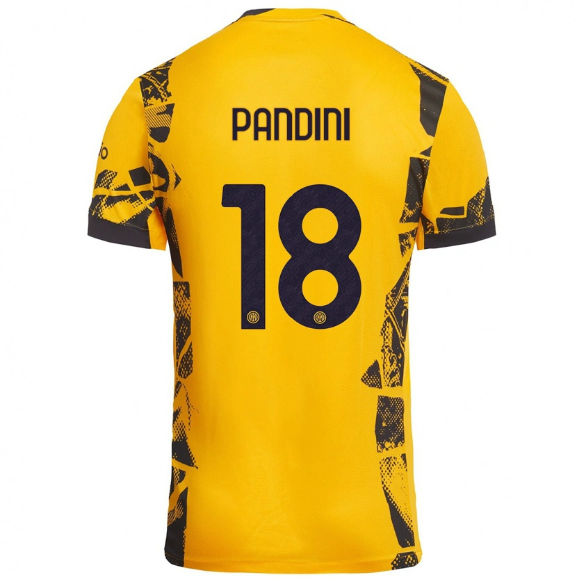 Danxen Dame Marta Pandini #18 Gull Svart Tredje Sett Drakt Trøye 2024/25 Skjorter T-Skjorte
