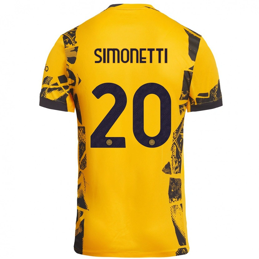 Danxen Dame Flaminia Simonetti #20 Gull Svart Tredje Sett Drakt Trøye 2024/25 Skjorter T-Skjorte