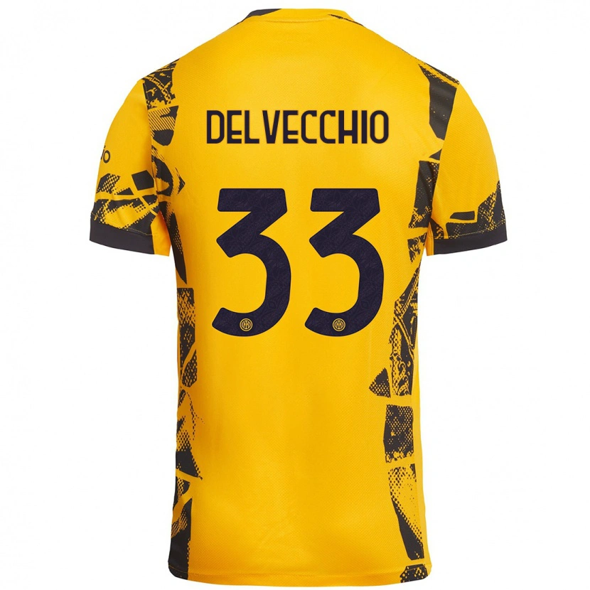 Danxen Dame Gabriele Delvecchio #33 Gull Svart Tredje Sett Drakt Trøye 2024/25 Skjorter T-Skjorte