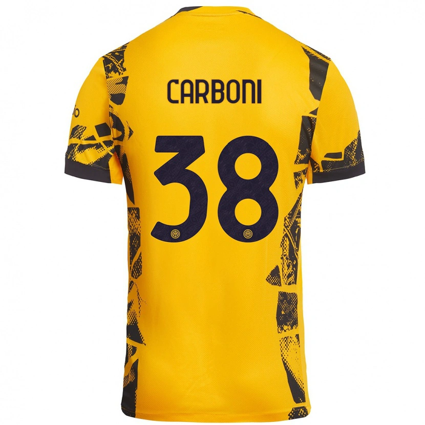 Danxen Dame Valentin Carboni #38 Gull Svart Tredje Sett Drakt Trøye 2024/25 Skjorter T-Skjorte