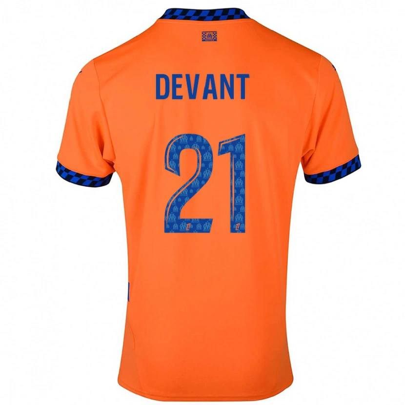 Danxen Dame Caroline Devant #21 Oransje Mørkeblå Tredje Sett Drakt Trøye 2024/25 Skjorter T-Skjorte