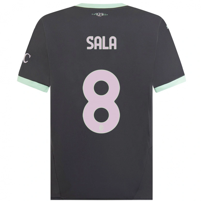 Danxen Dame Emanuele Sala #8 Grå Tredje Sett Drakt Trøye 2024/25 Skjorter T-Skjorte