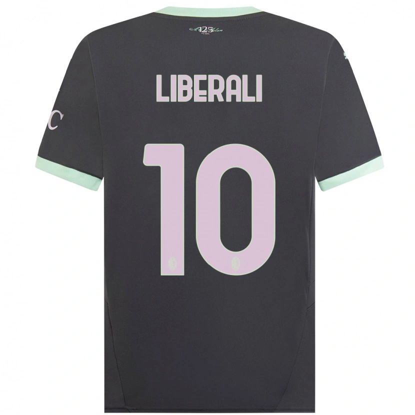 Danxen Dame Mattia Liberali #10 Grå Tredje Sett Drakt Trøye 2024/25 Skjorter T-Skjorte