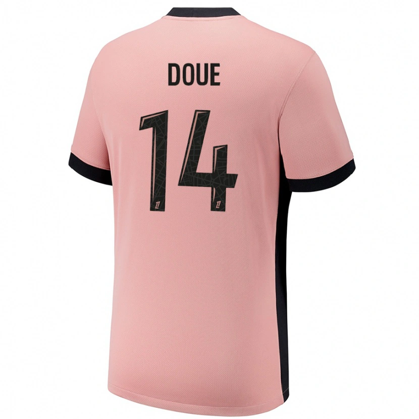 Danxen Dame Désiré Doué #14 Rust Rosa Tredje Sett Drakt Trøye 2024/25 Skjorter T-Skjorte