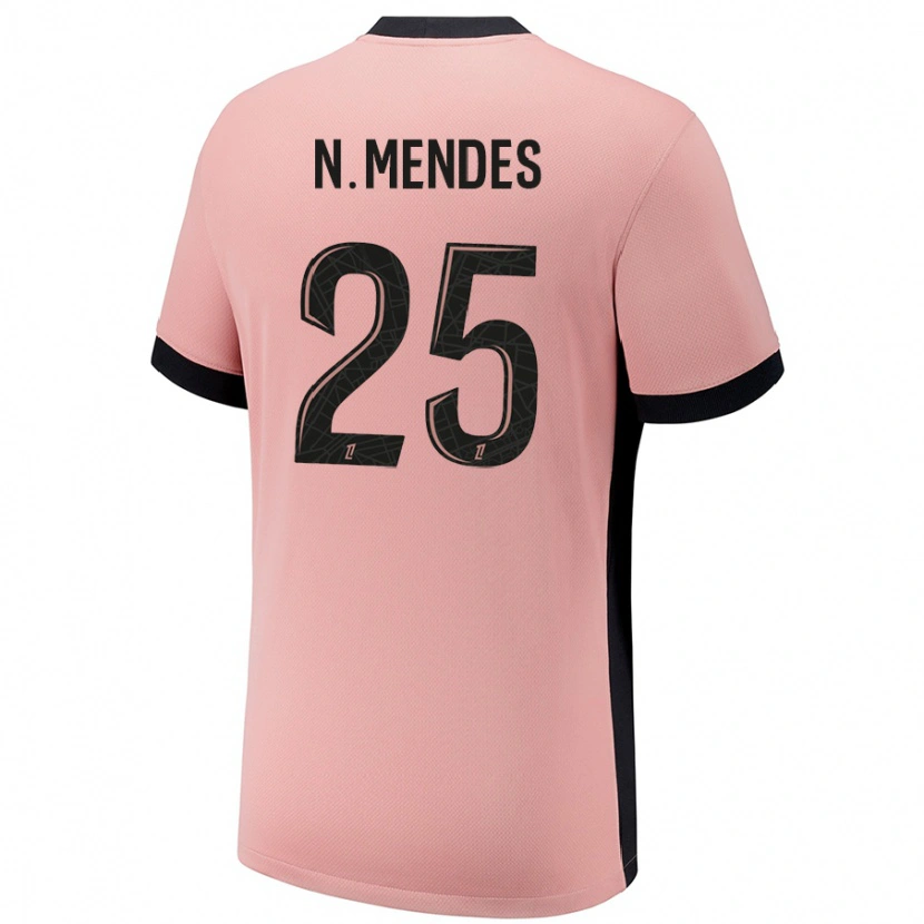 Danxen Dame Nuno Mendes #25 Rust Rosa Tredje Sett Drakt Trøye 2024/25 Skjorter T-Skjorte