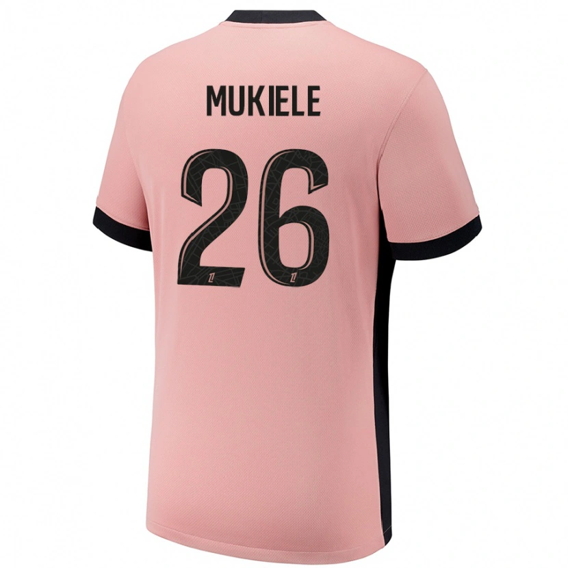 Danxen Dame Nordi Mukiele #26 Rust Rosa Tredje Sett Drakt Trøye 2024/25 Skjorter T-Skjorte
