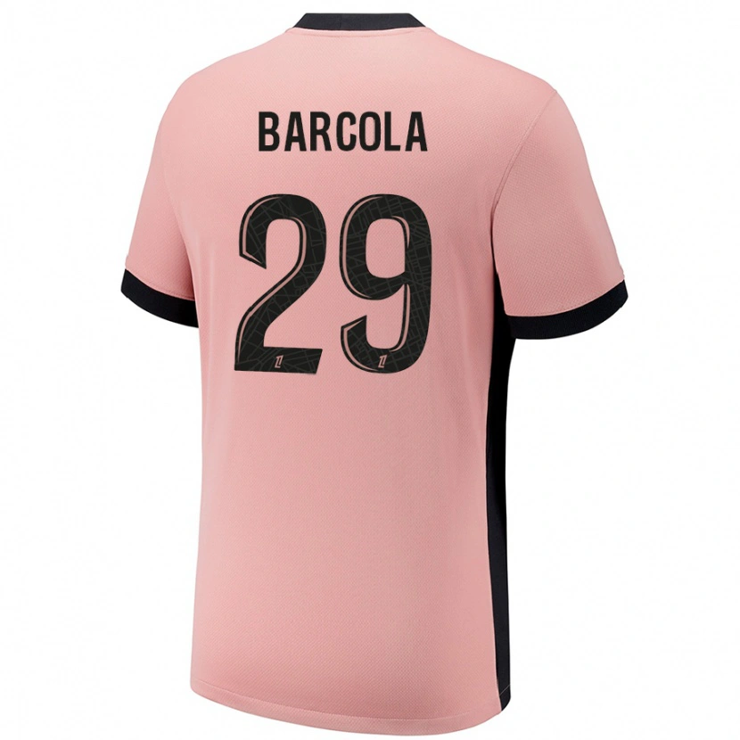 Danxen Dame Bradley Barcola #29 Rust Rosa Tredje Sett Drakt Trøye 2024/25 Skjorter T-Skjorte