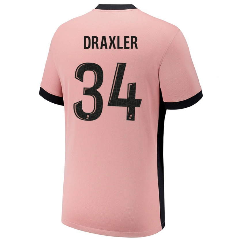 Danxen Dame Julian Draxler #34 Rust Rosa Tredje Sett Drakt Trøye 2024/25 Skjorter T-Skjorte
