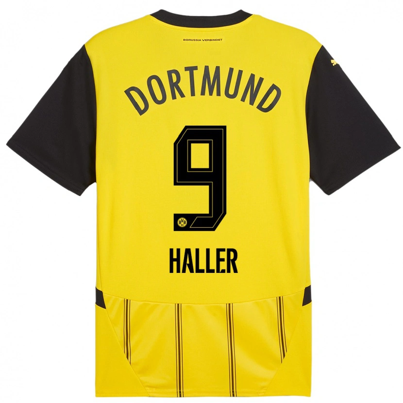 Danxen Barn Sébastien Haller #9 Gul Svart Hjemmetrøye Drakt Trøye 2024/25 Skjorter T-Skjorte