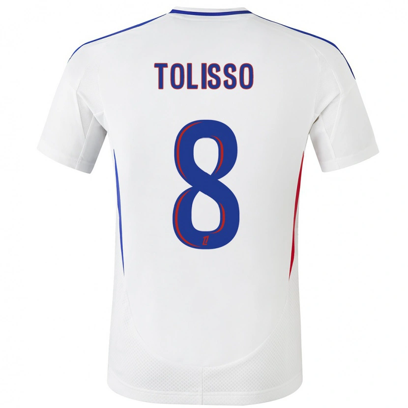 Danxen Barn Corentin Tolisso #8 Hvit Blå Hjemmetrøye Drakt Trøye 2024/25 Skjorter T-Skjorte