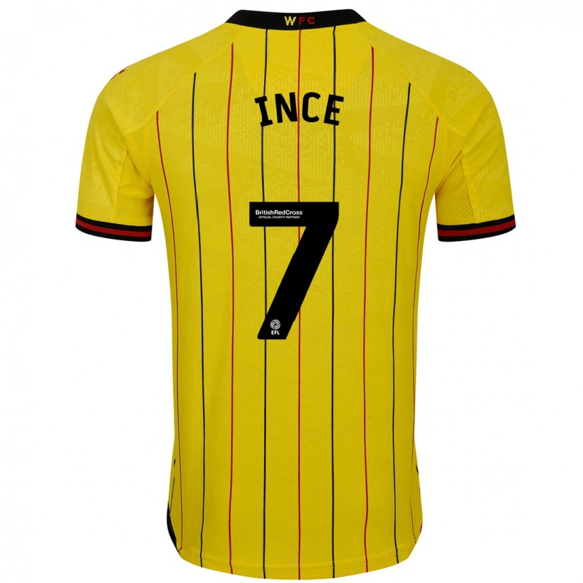Danxen Barn Tom Ince #7 Gul Svart Hjemmetrøye Drakt Trøye 2024/25 Skjorter T-Skjorte
