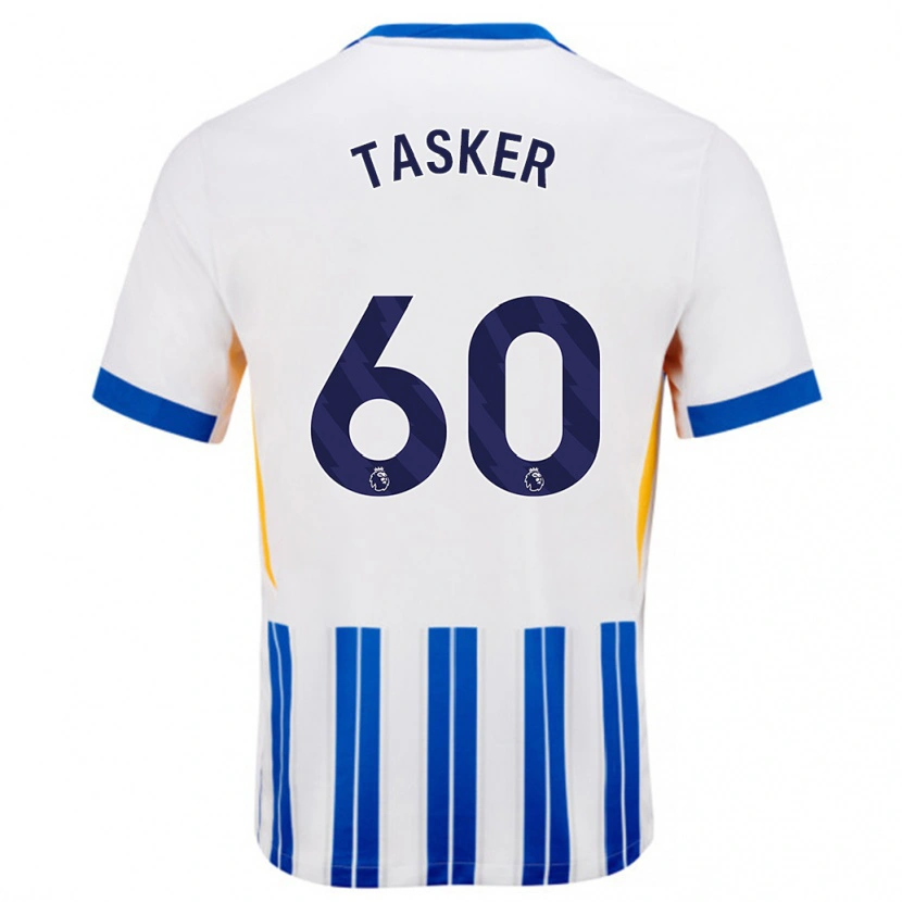 Danxen Barn Charlie Tasker #60 Hvit Blå Nålestriper Hjemmetrøye Drakt Trøye 2024/25 Skjorter T-Skjorte