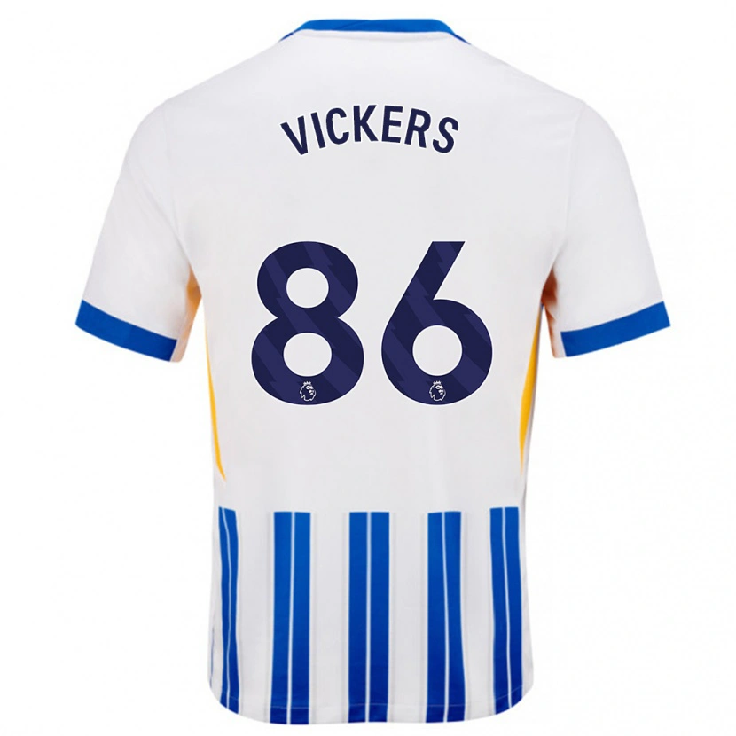 Danxen Barn Jacob Vickers #86 Hvit Blå Nålestriper Hjemmetrøye Drakt Trøye 2024/25 Skjorter T-Skjorte